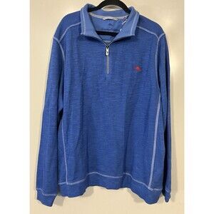 NEW Tommy Bahama Men’s Tobago Bay Half Zip Pullover Turkish Sea Blue Sz XL